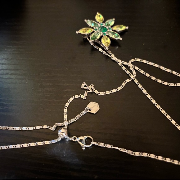 Touchstone Crystal Silver Green Nature-Inspired Necklace - Picture 3 of 6